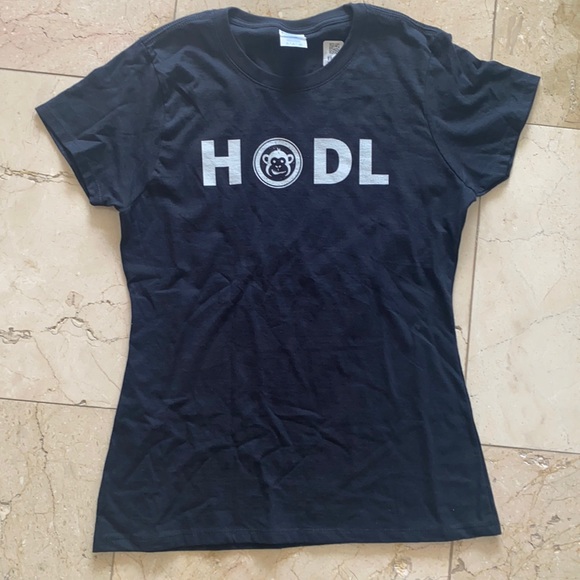 Tops - HODL Black T-shirt Ape Crypto Stocks Hold S